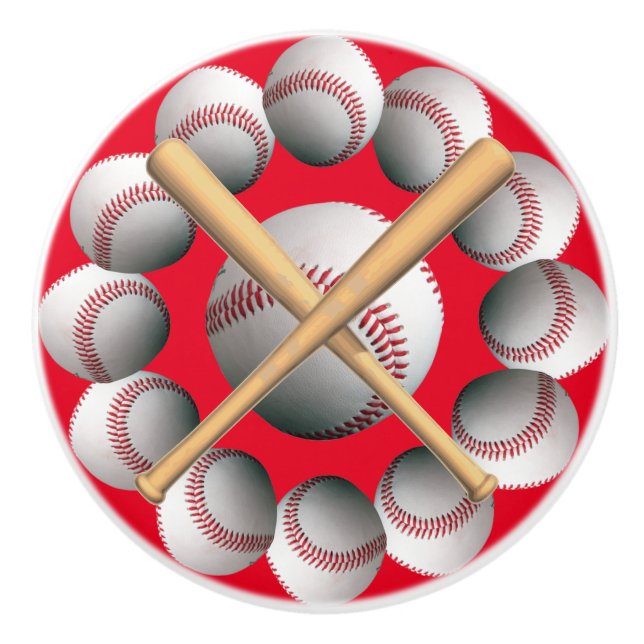 Pomo De Cerámica Puertas de cerámica de béisbol (Anverso)