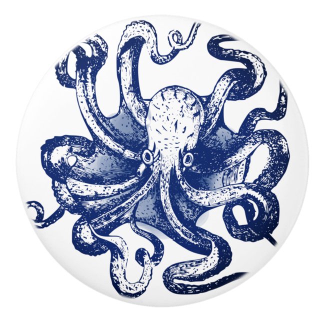 Pomo De Cerámica Pulpo azul (Anverso)