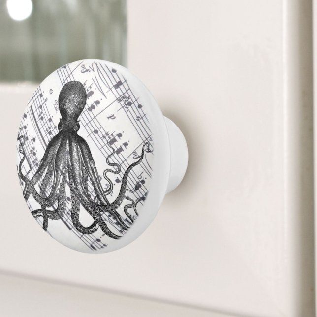 Pomo De Cerámica pulpo vintage naútico moderno (rustic steampunk nautical modern vintage octopus ceramic knob)