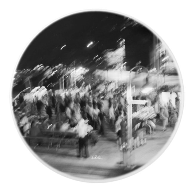 Pomo De Cerámica Punado de puerta blanco y negro foto abstracto (Anverso)