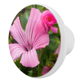 Pomo De Cerámica punado de puerta flor rosada