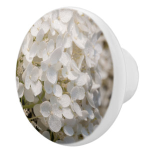 Pomo De Cerámica Punado de puerta, flores blancos