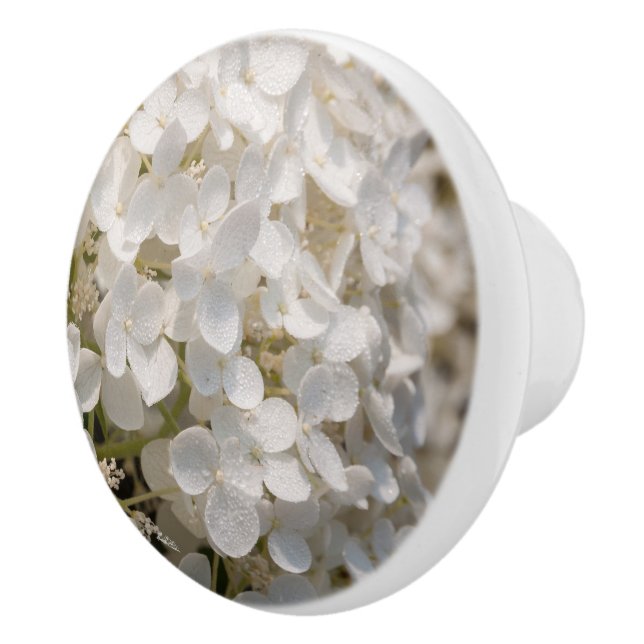 Pomo De Cerámica Punado de puerta, flores blancos (Derecha)