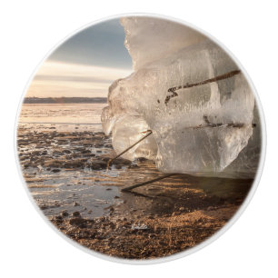 Pomo De Cerámica punado de puerta, foto hielo sobre borde del río