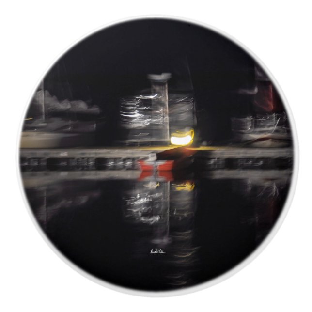 Pomo De Cerámica Punado de puerta, fotografía abstracta, barcos (Anverso)