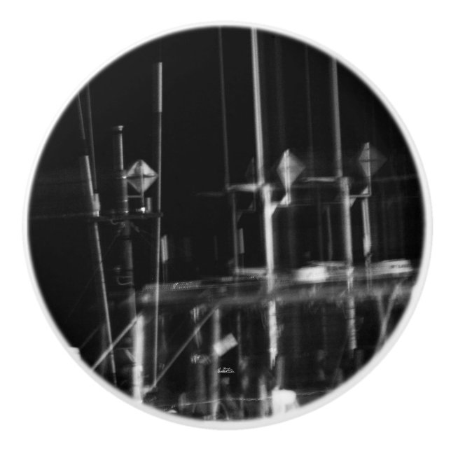 Pomo De Cerámica Punado de puerta, fotografía blanco y negro (Anverso)