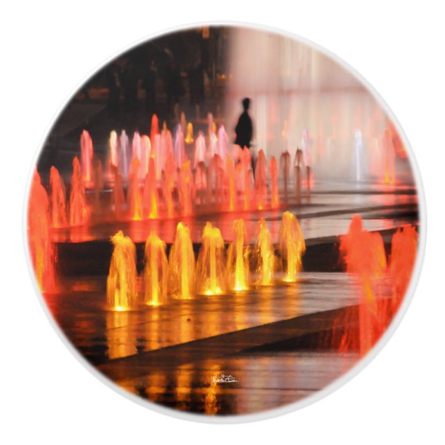 Pomo De Cerámica Punado de puerta, fotografía, silueta hombre (Anverso)