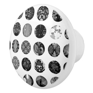 Pomo De Cerámica Puntos de Polka Ocupados en Blanco y Negro