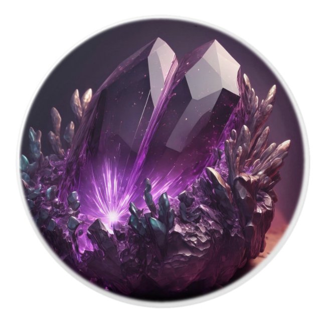 Pomo De Cerámica Purple Crystal Amethyst Jewel Ceramic Knob (Anverso)