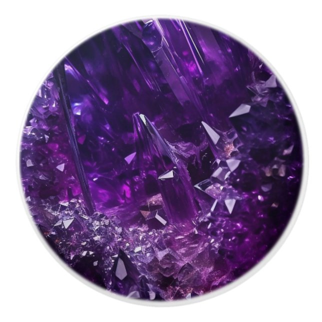 Pomo De Cerámica Purple Crystal Jewel Amethyst Ceramic Knob (Anverso)