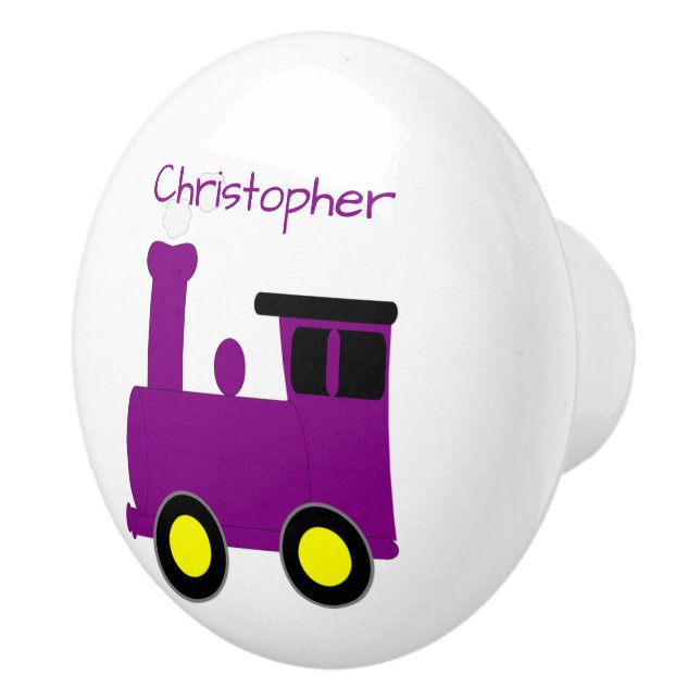 Pomo De Cerámica Purple Train Design Personalised (Derecha)