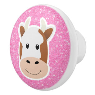 Pomo De Cerámica Purpurina de la vaca