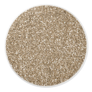 Pomo De Cerámica Purpurina de oro Teddy Bear Brown      