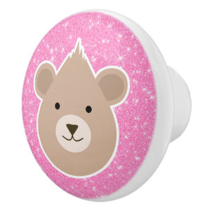 Pomo De Cerámica Purpurina de Teddybear