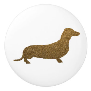 Pomo De Cerámica Purpurina del oro del icono del perro del