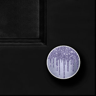Pomo De Cerámica Purpurina morado de goteo   Vierta de hielo de lav