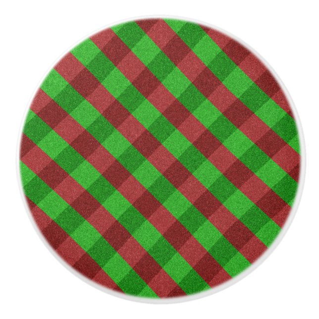 Pomo De Cerámica Purpurina Red & Green Plaid