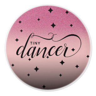 Pomo De Cerámica Purpurina rosa dulce Starry Tiny Dancer