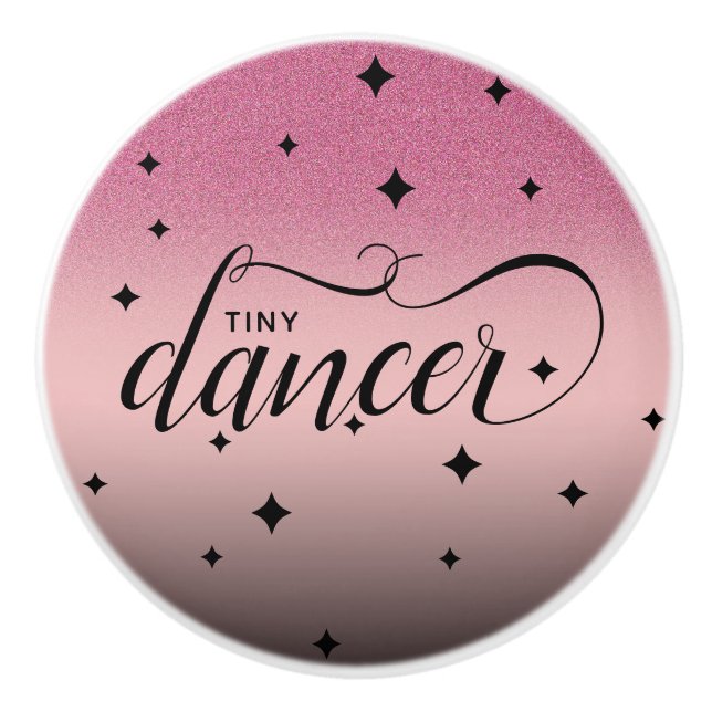 Pomo De Cerámica Purpurina rosa dulce Starry Tiny Dancer (Anverso)
