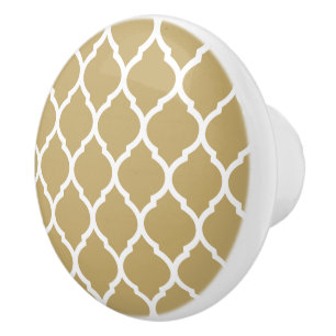 Pomo De Cerámica Quatrefoil marroquí de oro