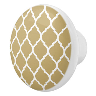 Pomo De Cerámica Quatrefoil marroquí de oro