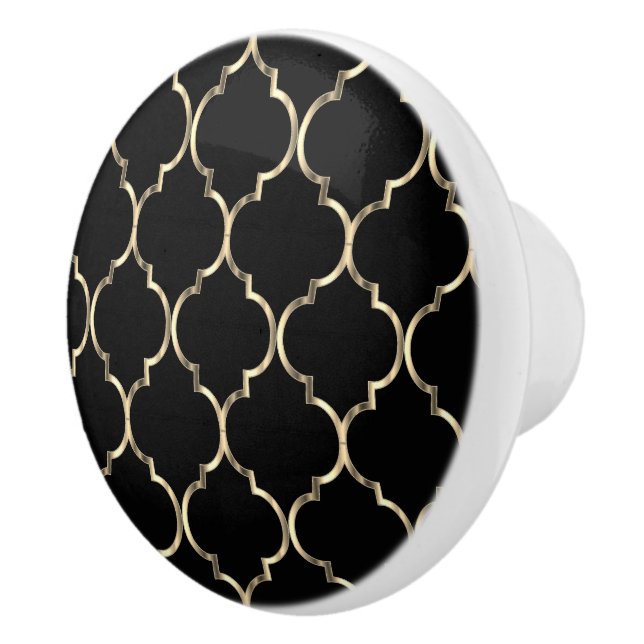 Pomo De Cerámica Quatrefoil negro y oro (Derecha)