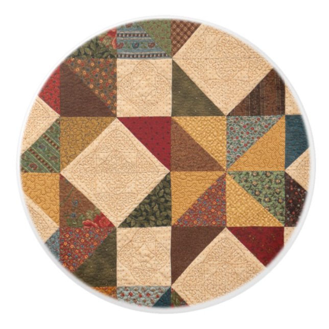 Pomo De Cerámica Quilt de campo vintage (Anverso)
