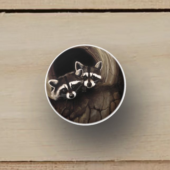 Pomo De Cerámica Raccoons Brown Cute Tree (Subido por el creador)