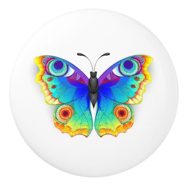 Pomo De Cerámica Rainbow Butterfly Peacock Eye (Anverso)