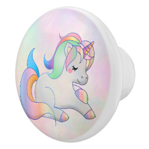 Pomo De Cerámica Rainbow Unicorn