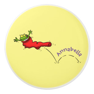 Pomo De Cerámica Rana dulce en un personalizado de salto de calcetí