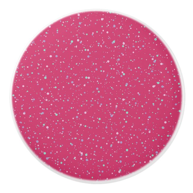 Pomo De Cerámica Raspberry Paint Speckled Pastel Splatter Paint Pai (Anverso)