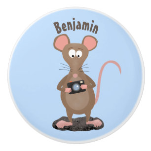 Pomo De Cerámica Rata divertida con ilustracion de personalizado de