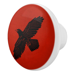 Pomo De Cerámica Raven en rojo