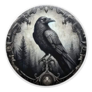Pomo De Cerámica Raven in Dark Frame Gothic