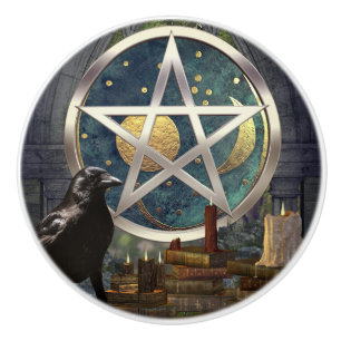 Pomo De Cerámica Raven Magick Pentáculo Celeste
