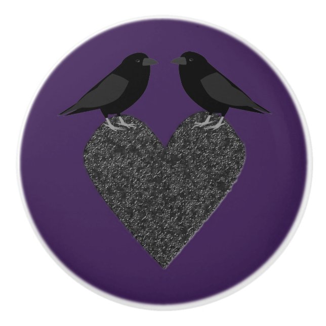 Pomo De Cerámica Ravens góticas y corazón negro (Anverso)