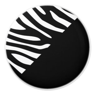 Pomo De Cerámica Raya intrépida blanco y negro de la cebra