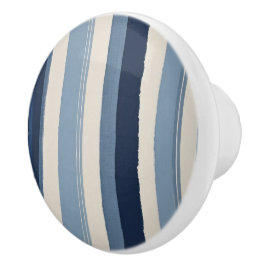 Pomo De Cerámica rayas azul claro, azul oscuro y blanco