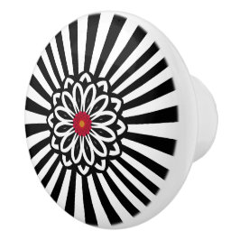Pomo De Cerámica Rayas blancas y negras Retro moderno