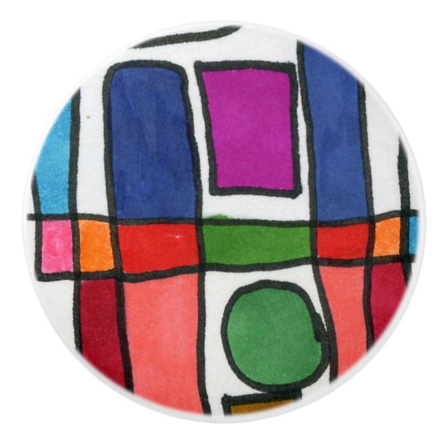 Pomo De Cerámica Rayas rectangulares calientes y frescas con acento (Anverso)