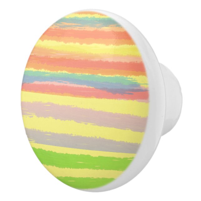 Pomo De Cerámica Rayas verdes del Naranja amarillo rosa azul (Derecha)