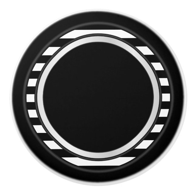 Pomo De Cerámica Recorte de franja blanca y negra (Anverso)