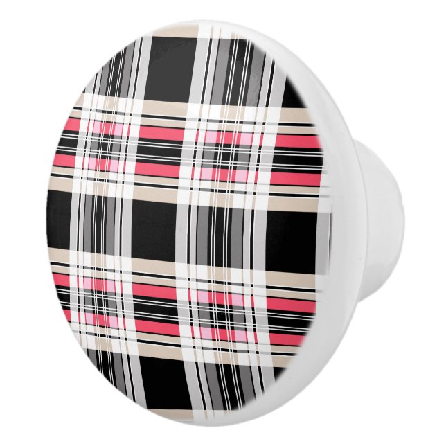 Pomo De Cerámica Red black white plaid (Derecha)