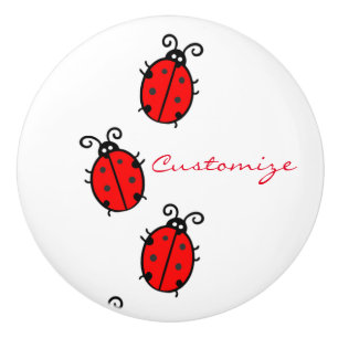 Pomo De Cerámica Red Ladybugs Crawling Thunder_Cove