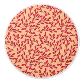 Pomo De Cerámica  Red Leafy Branches Seamless Pattern