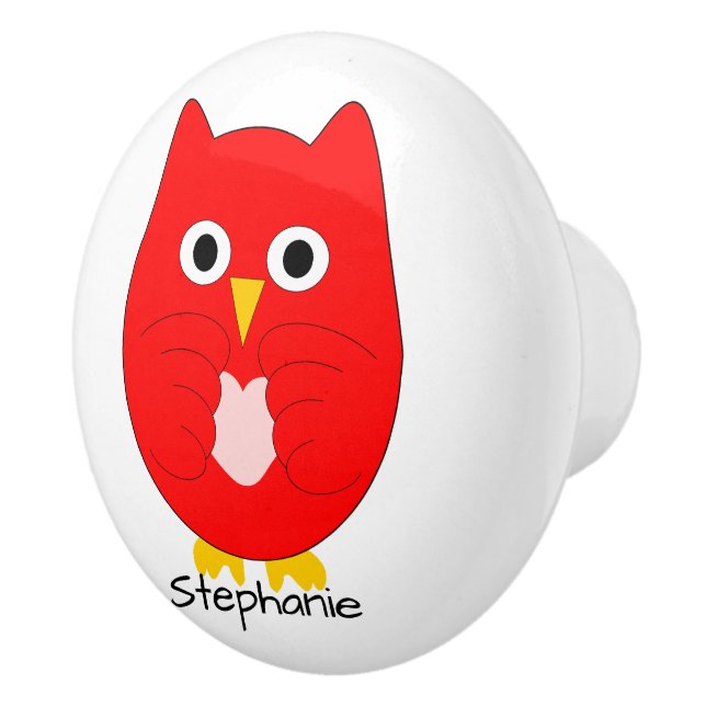 Pomo De Cerámica Red Owl Design Personalised (Derecha)