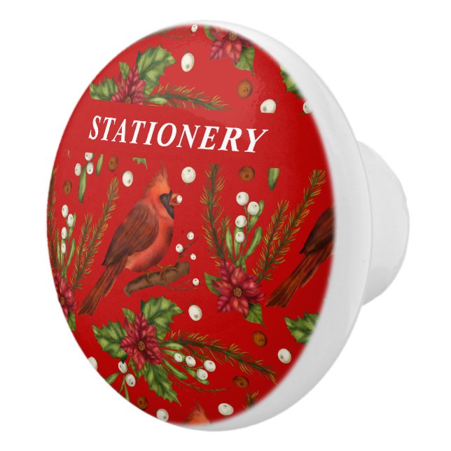Pomo De Cerámica Red robin mistletoNombre personalizado Navidades r (Derecha)