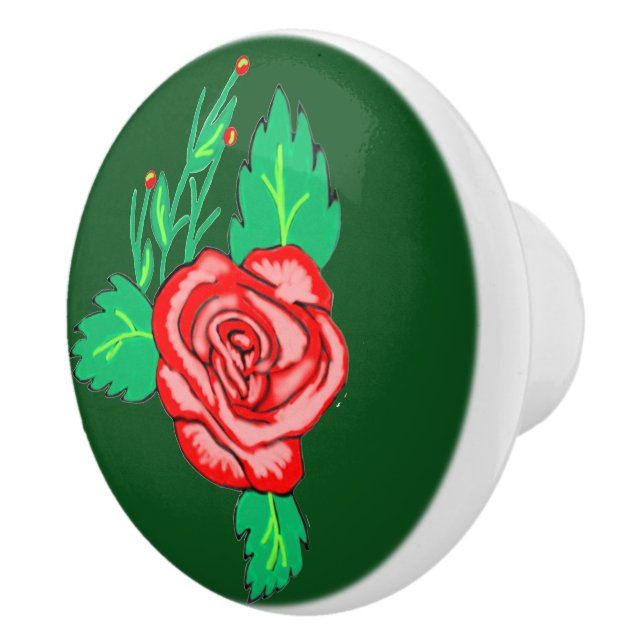 Pomo De Cerámica Red Rose Ceramic Knob (Derecha)