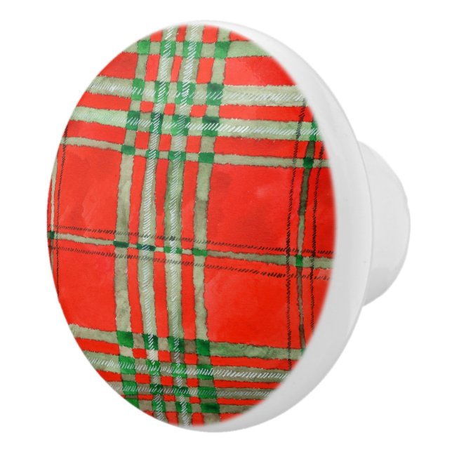 Pomo De Cerámica RED SCOTT TARTAN Knob cerámico (Derecha)